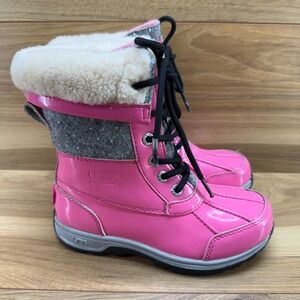 UGG Butte Adirondack Boots Girls Size 1 Hot Pink Glossy Pink Waterproof Boots